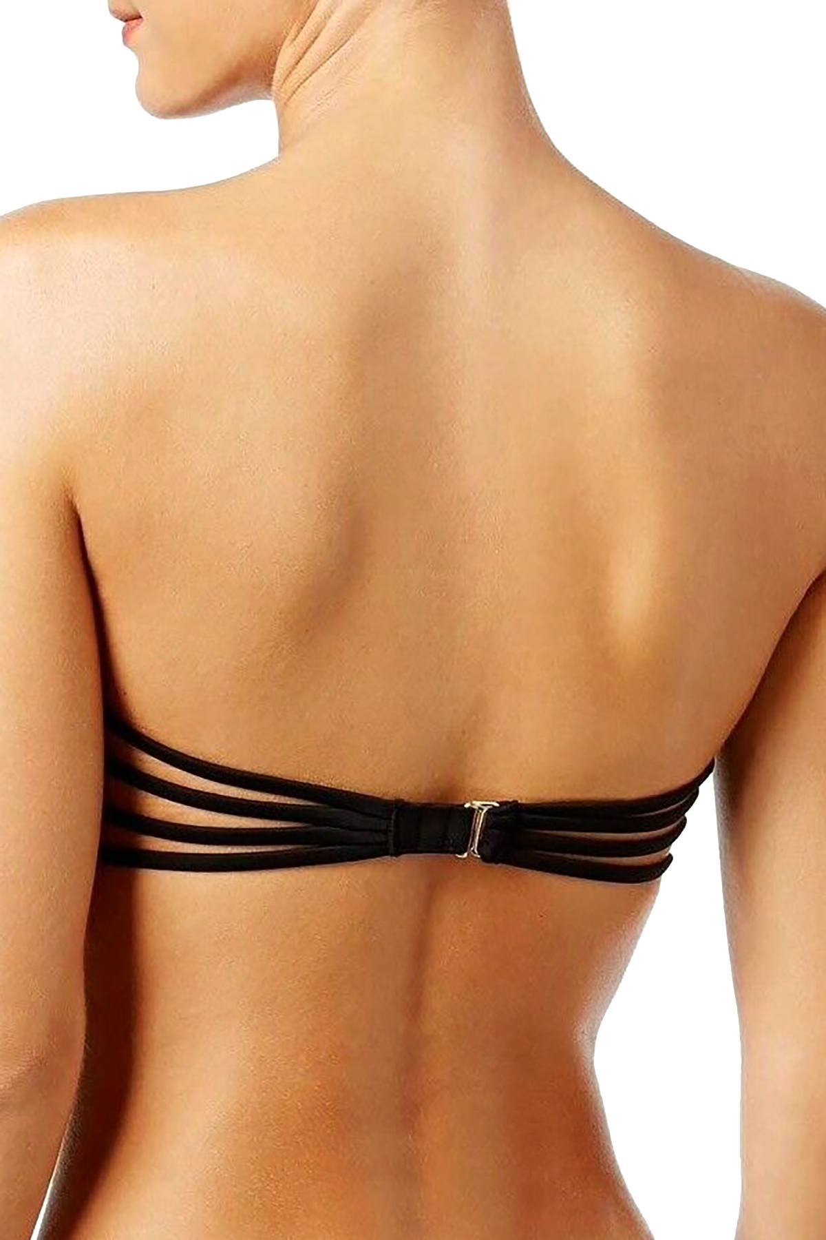 California Waves Strappy Bandeau Bikini Top in Black