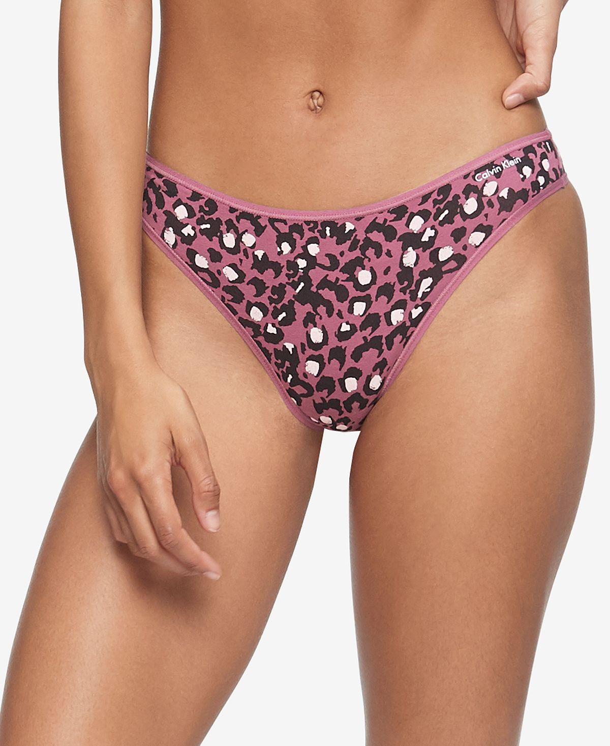 Calvin Klein Cotton Form Thong Underwear Qd3643 Sunday Leopard_berry Wild