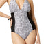 Calvin Klein Printed Side Pleat Halter One Piece Swimsuit in Matrix