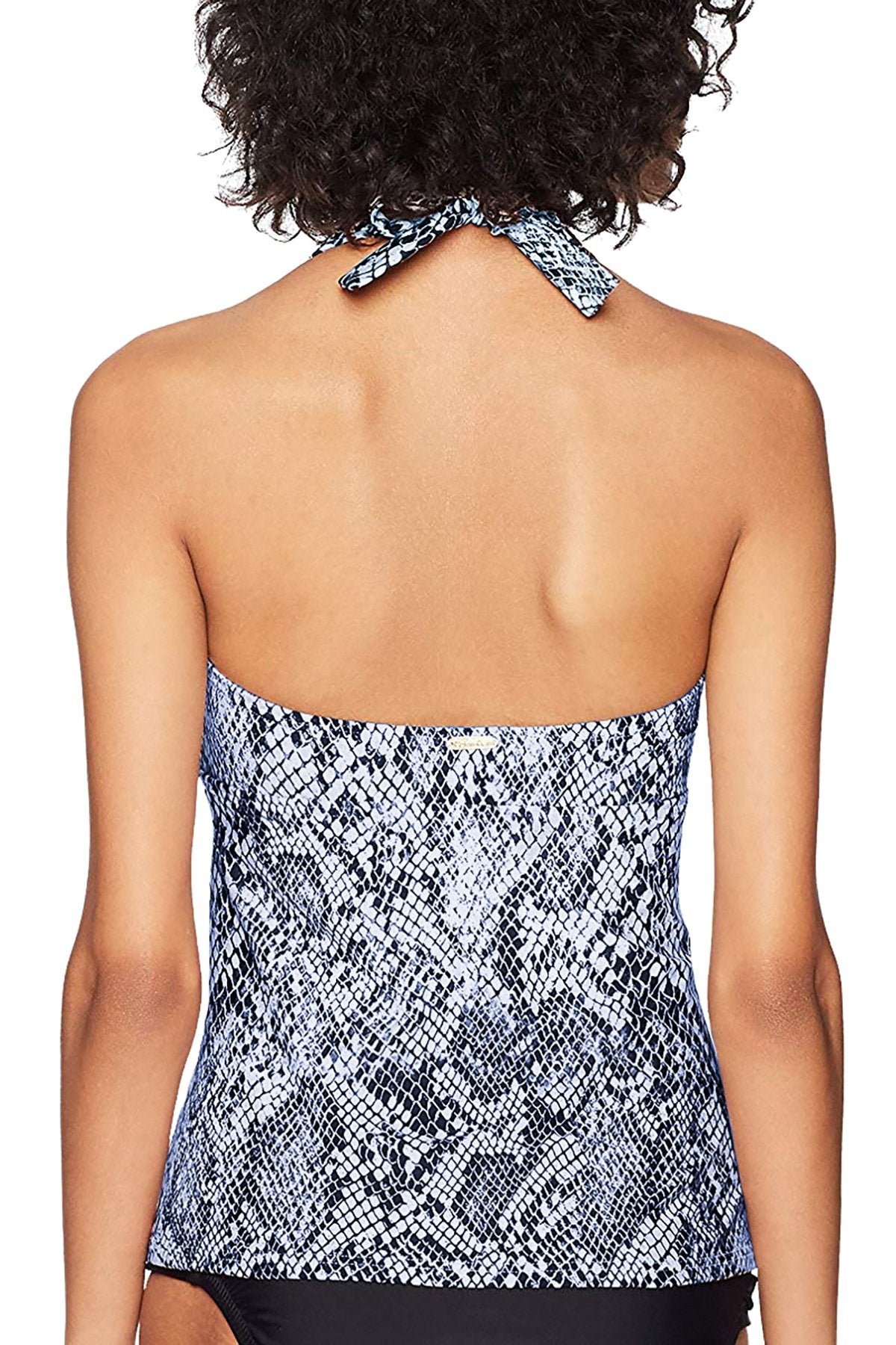 Calvin Klein Rivet Halter Tankini Top in Navy Snake Print