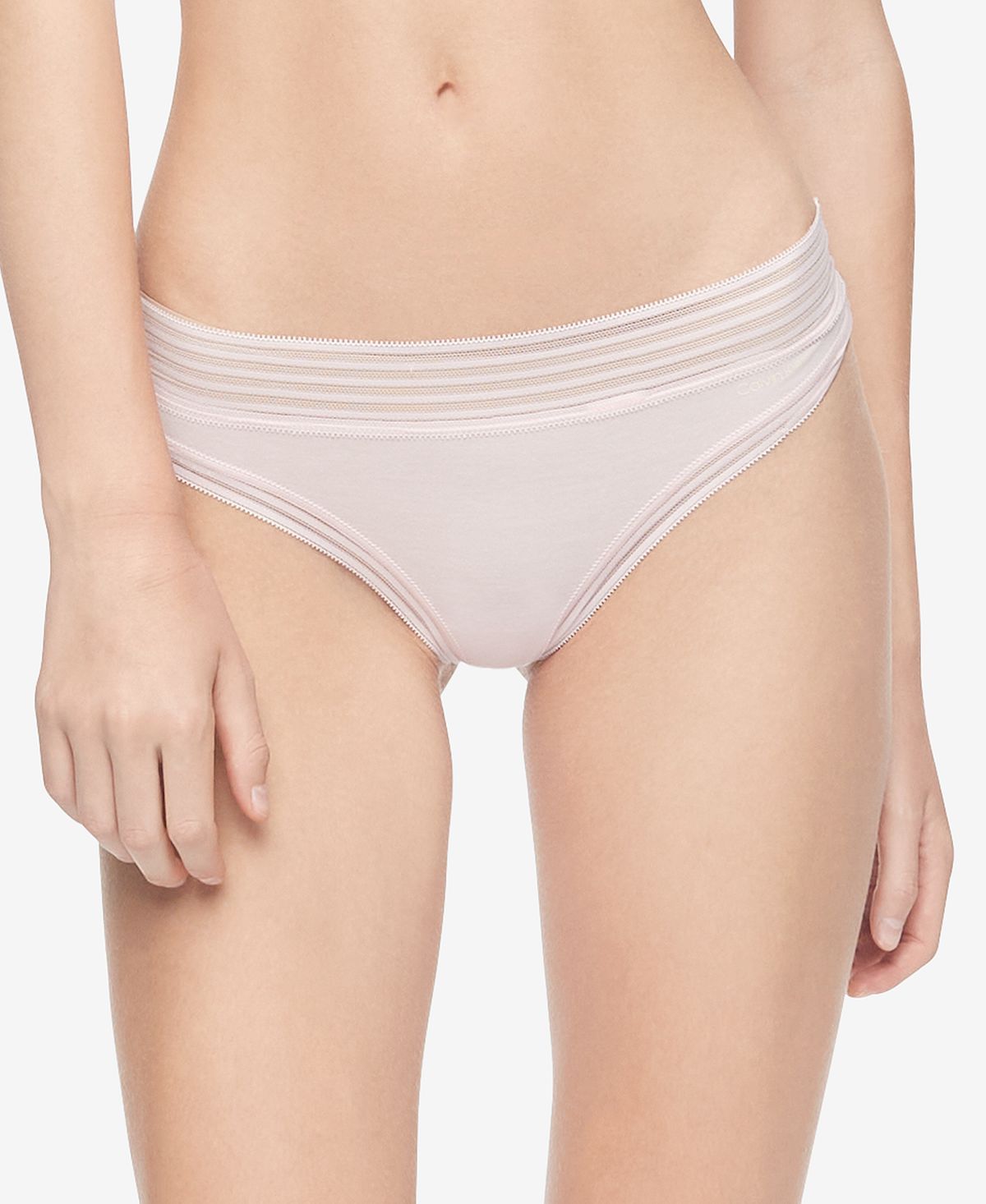 Calvin Klein Striped-waist Thong Underwear Qd3670 Precious Pink