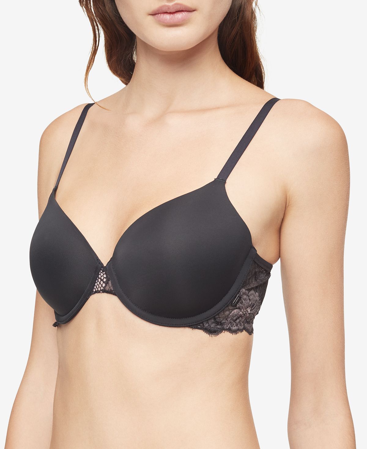 Calvin Klein Wo Perfectly Fit Flex Poppy Lightly Lined Perfect Coverage Bra Qf6625 Black