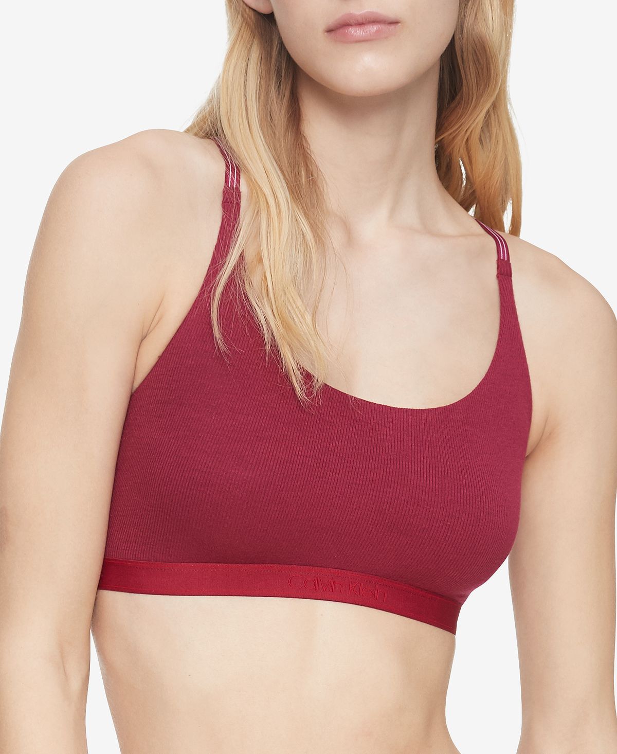 Calvin Klein Wo Pure Ribbed Unlined Bralette Qf6438 Rebellious