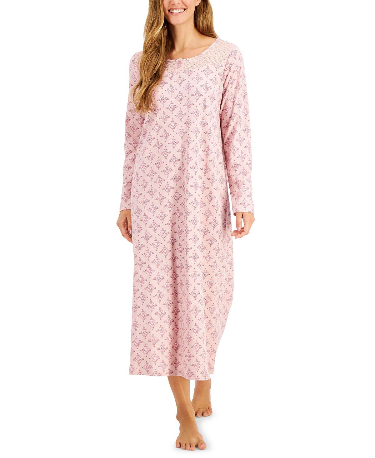 Charter Club Cotton Brushed Knit Print Nightgown Foulard