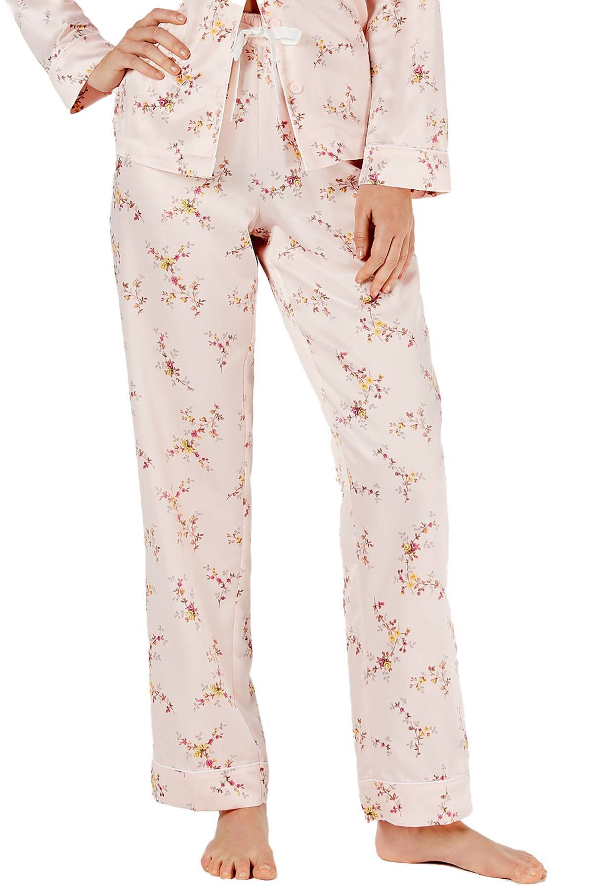 Charter Club Intimates Twiggy Roses Polyester Satin Pajama Pants