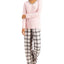 Charter Club Mixit Solid Top & Plaid Flannel Pajama Pants Set Square Plaid