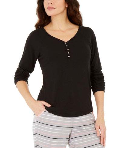 Charter Club Wo Ribbed Pajama Top Classic Black