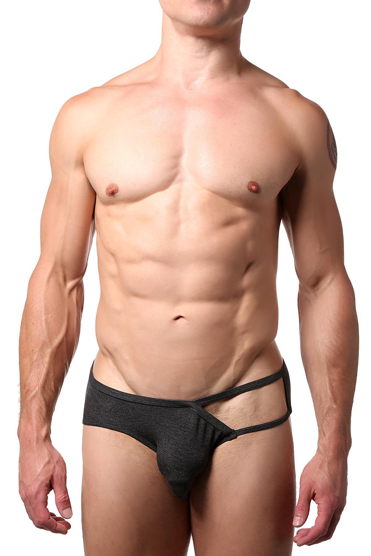 CheapUndies Black Heather Exposed Side Modal Brief