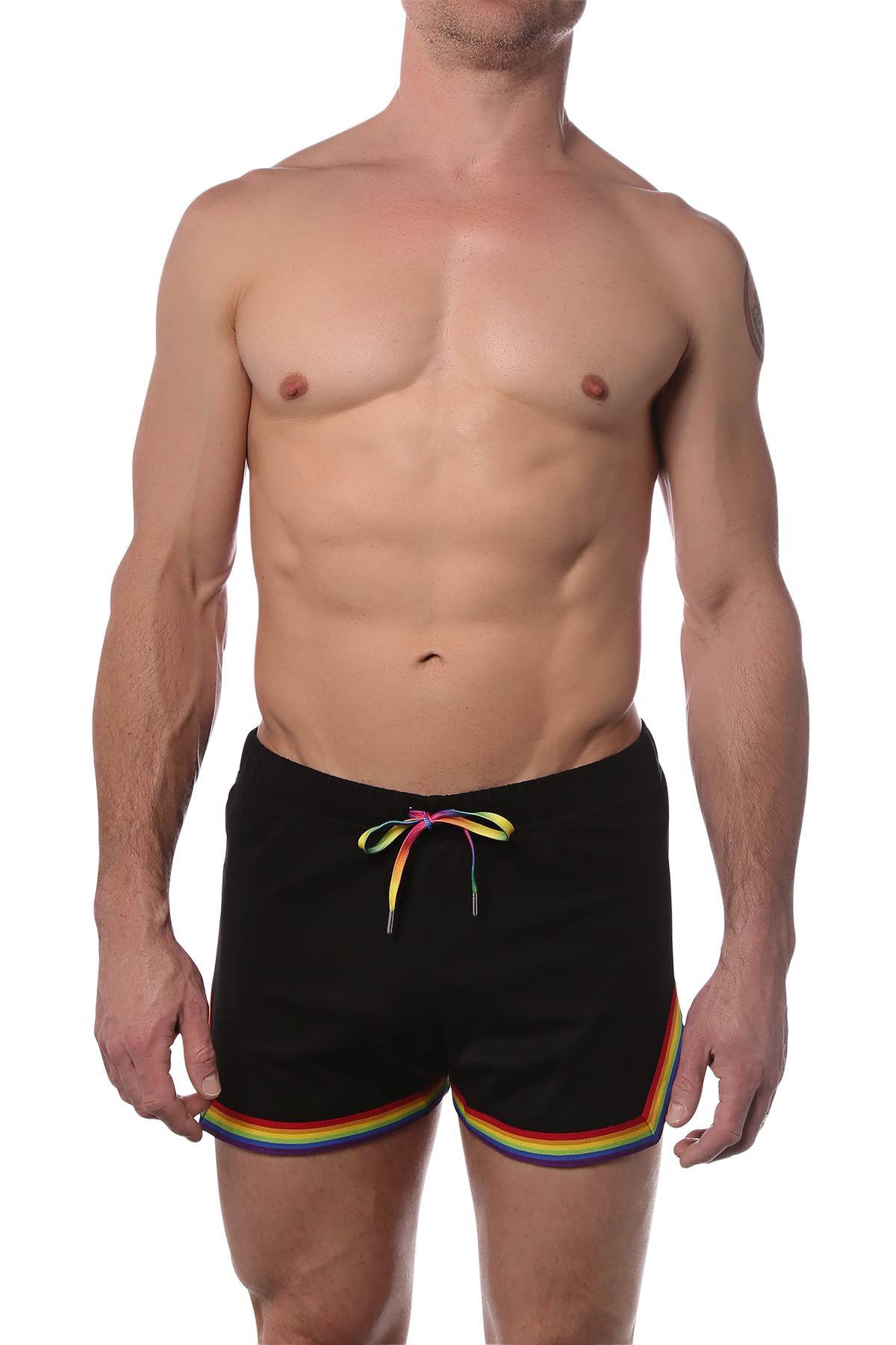 CheapUndies Black Retro Rainbow Shorts