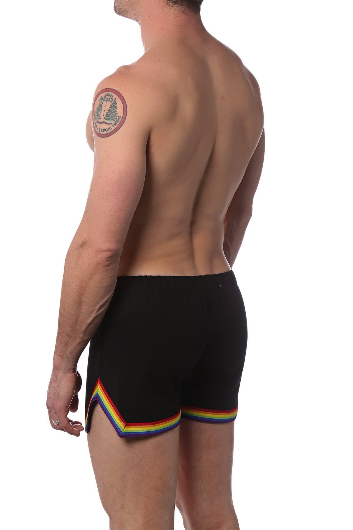 CheapUndies Black Retro Rainbow Shorts