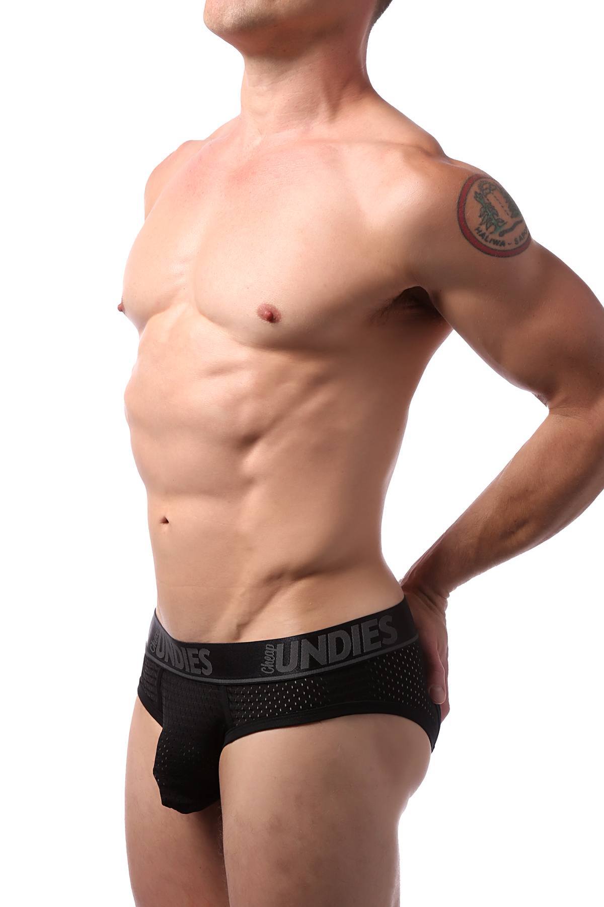 CheapUndies Black Sport Mesh Jockbrief