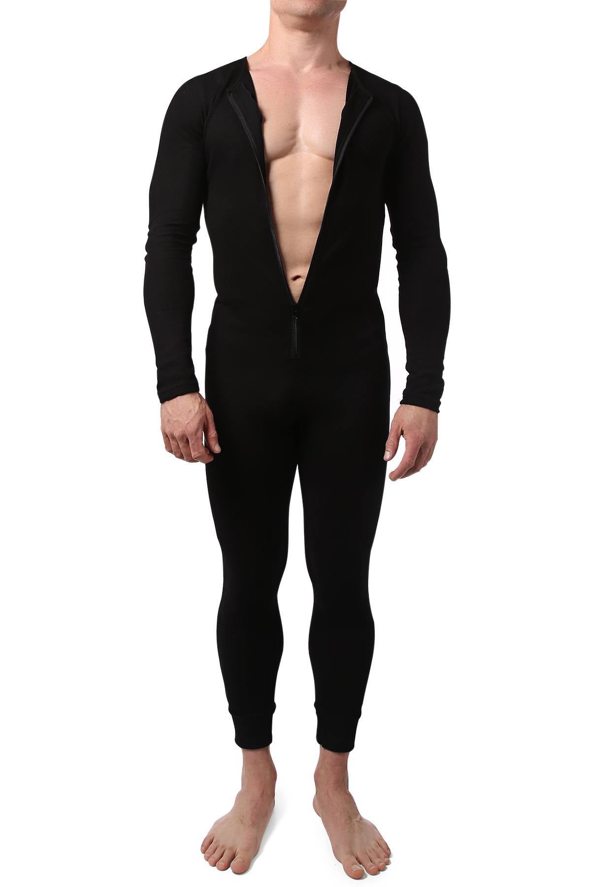 CheapUndies Black Waffle Knit Thermal Union Suit