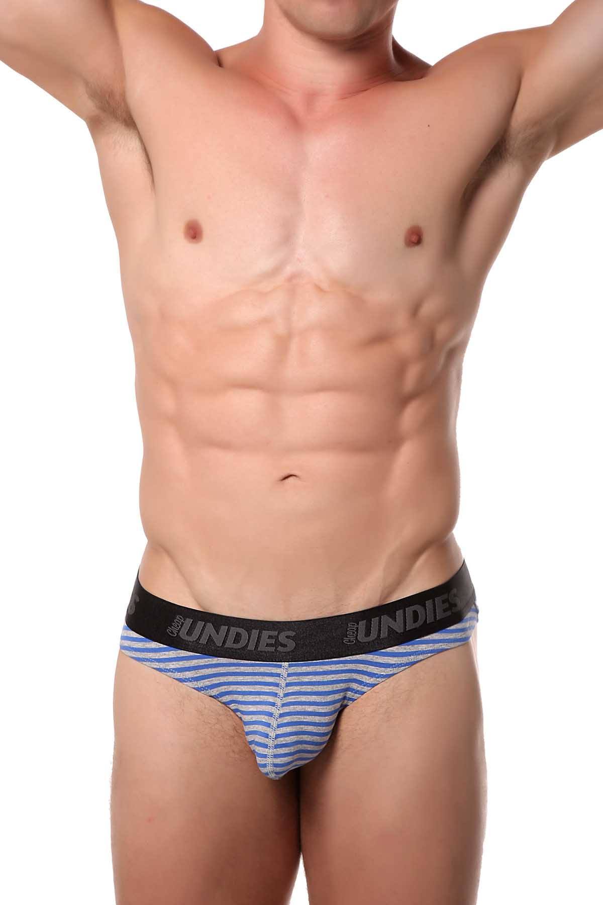 CheapUndies Blue/Grey Striped Thong