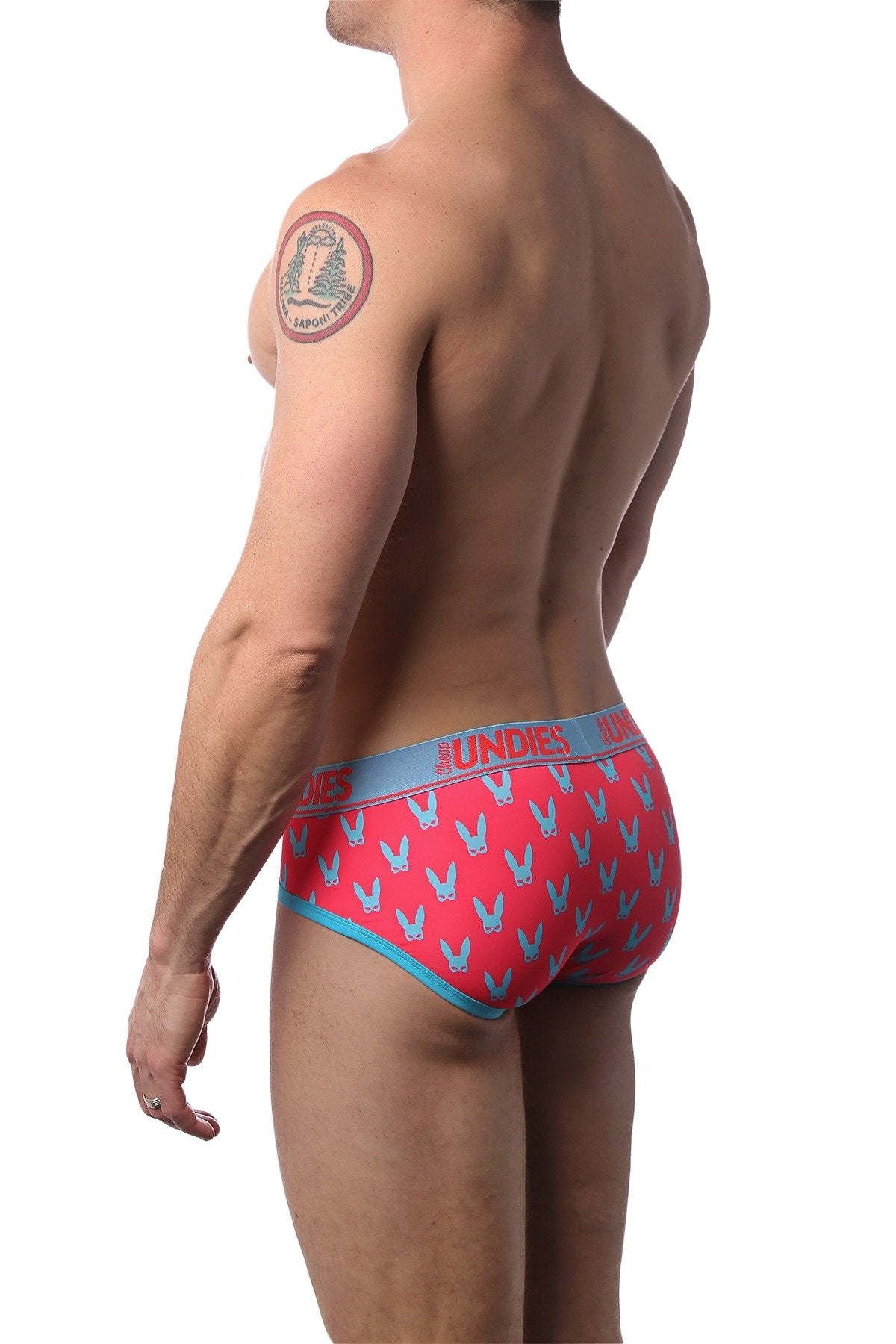 CheapUndies Coral and Baby Blue Naughty Bunny Brief