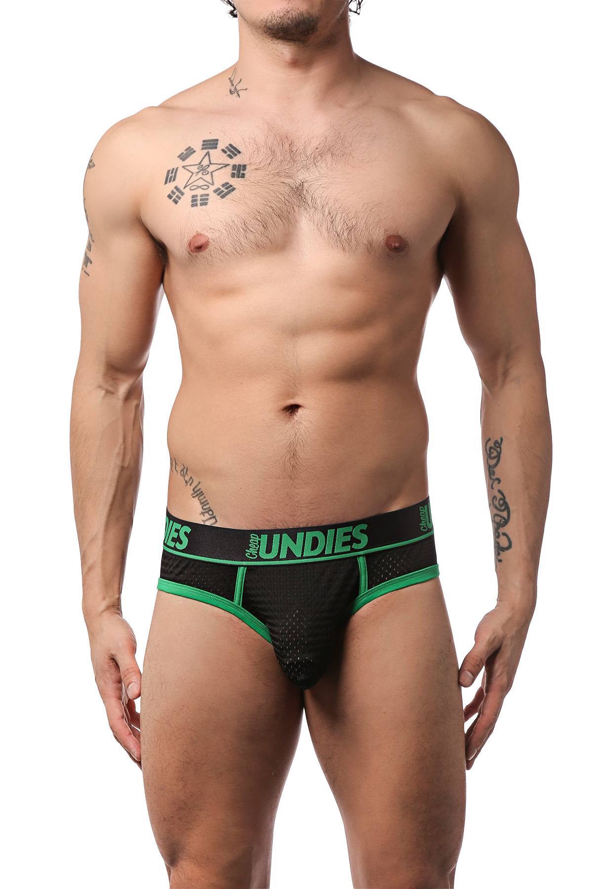 CheapUndies Green Exposed Sport Mesh Brief