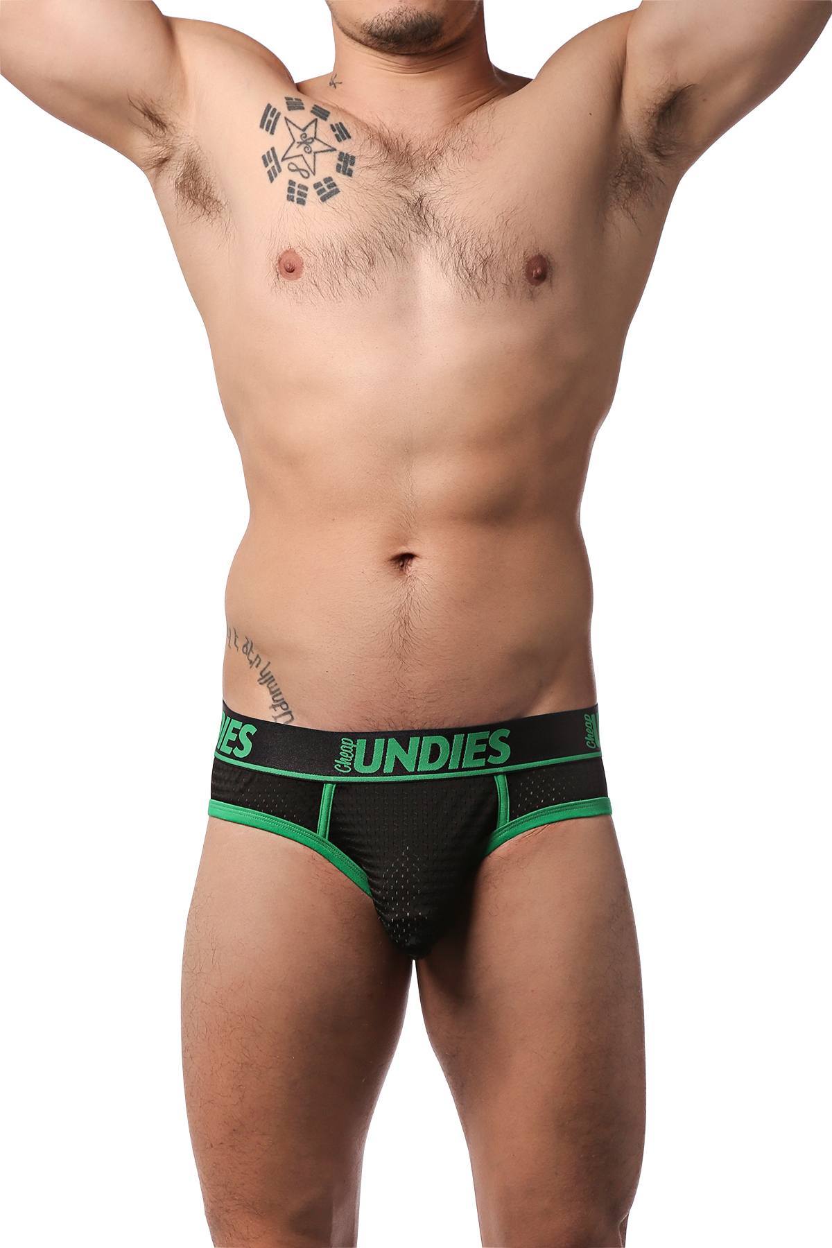 CheapUndies Green Exposed Sport Mesh Brief