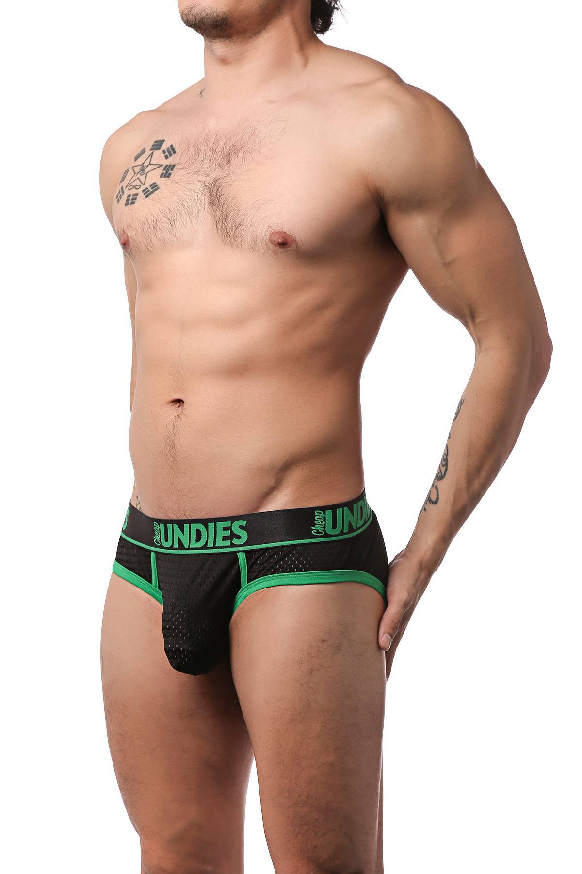 CheapUndies Green Exposed Sport Mesh Brief