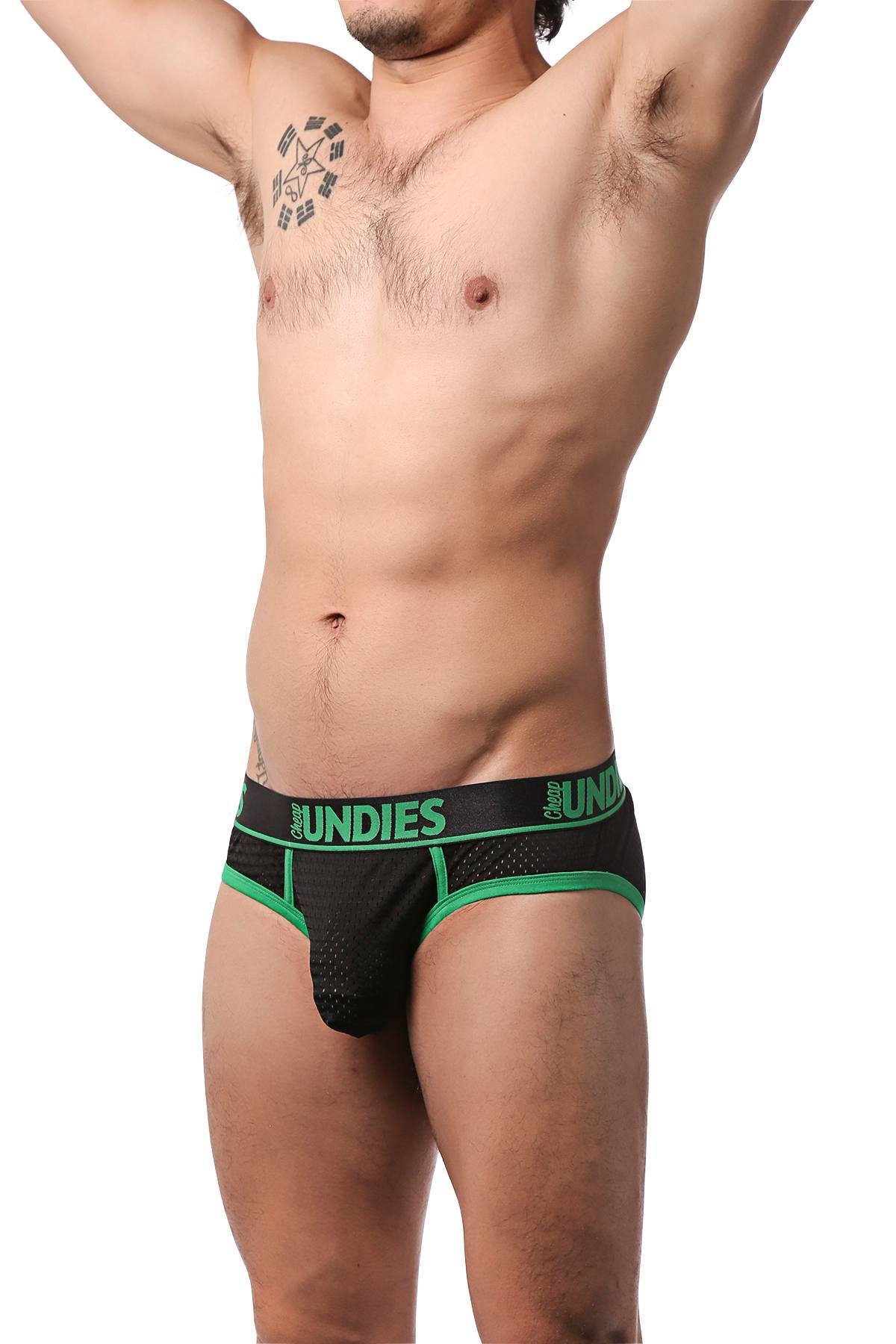 CheapUndies Green Exposed Sport Mesh Brief