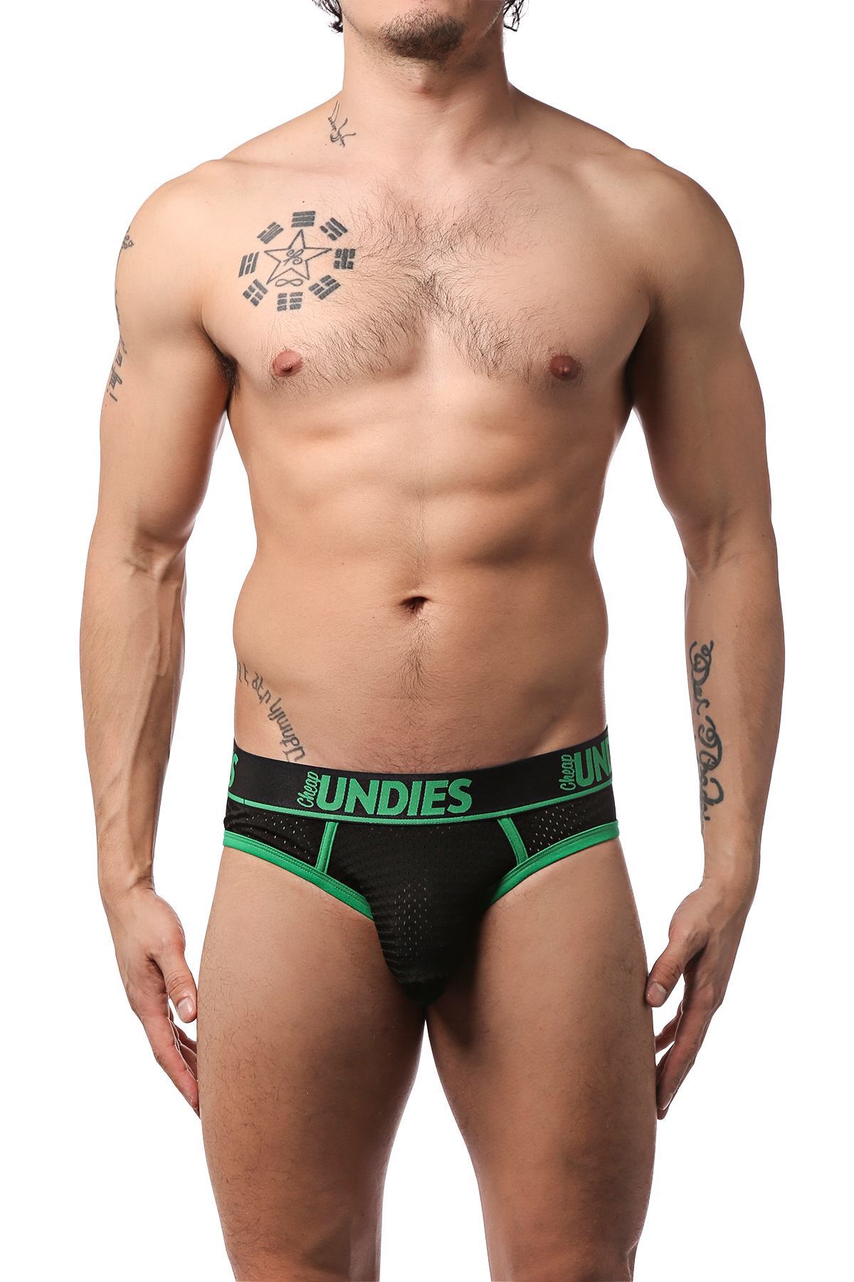 CheapUndies Green Exposed Sport Mesh Jockbrief