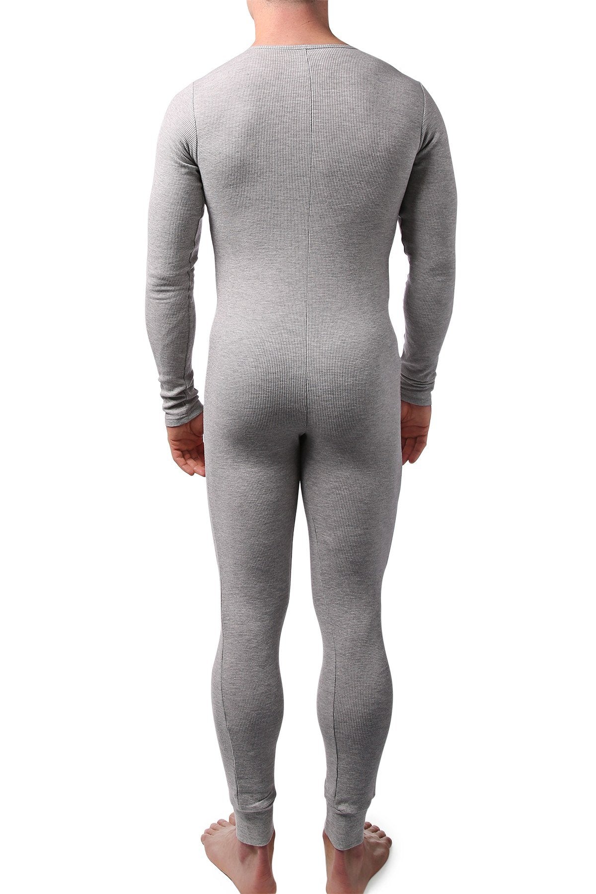 CheapUndies Light Grey Waffle Knit Thermal Union Suit