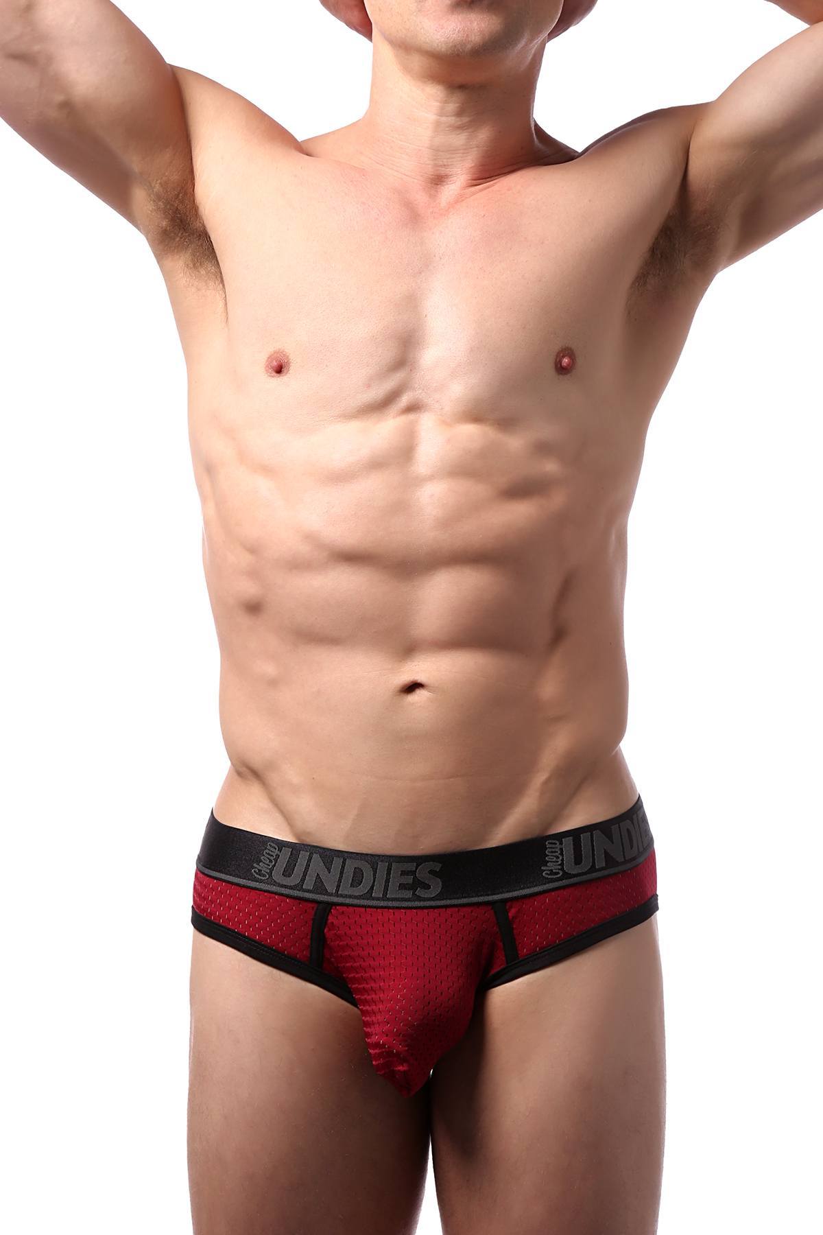 CheapUndies Maroon Sport Mesh Jockbrief