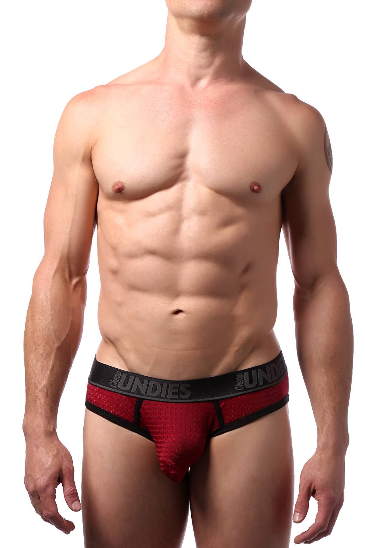 CheapUndies Maroon Sport Mesh Jockbrief