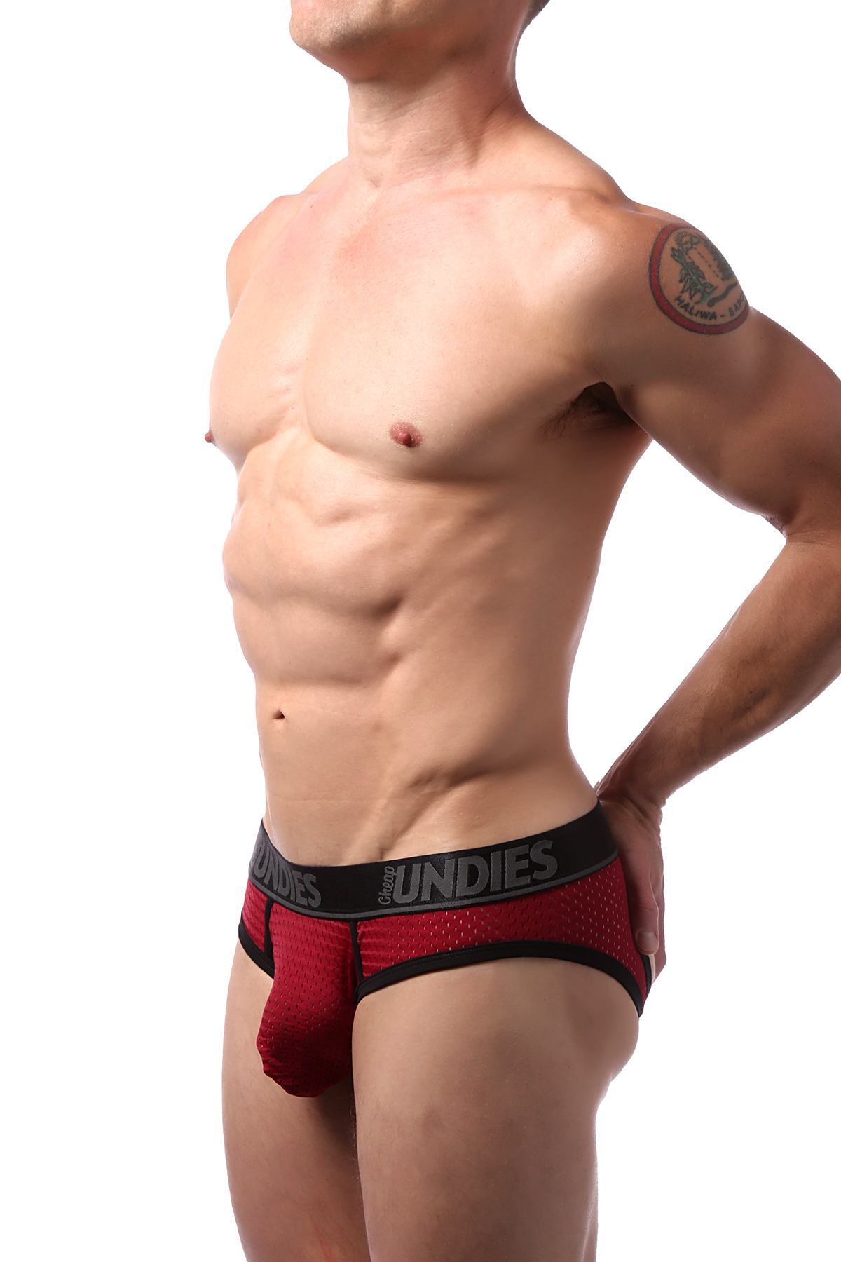 CheapUndies Maroon Sport Mesh Jockbrief