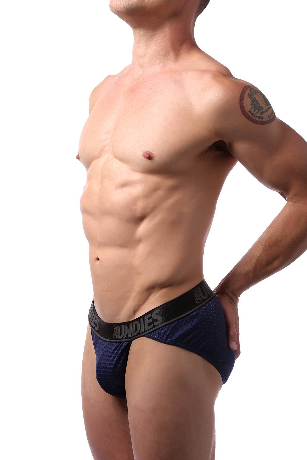 CheapUndies Navy Mesh Sports Brief