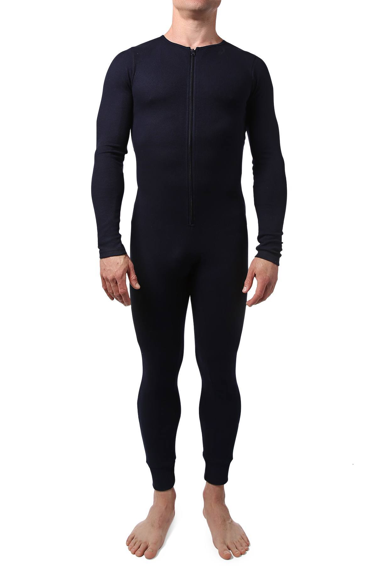 CheapUndies Navy Waffle Knit Thermal Union Suit