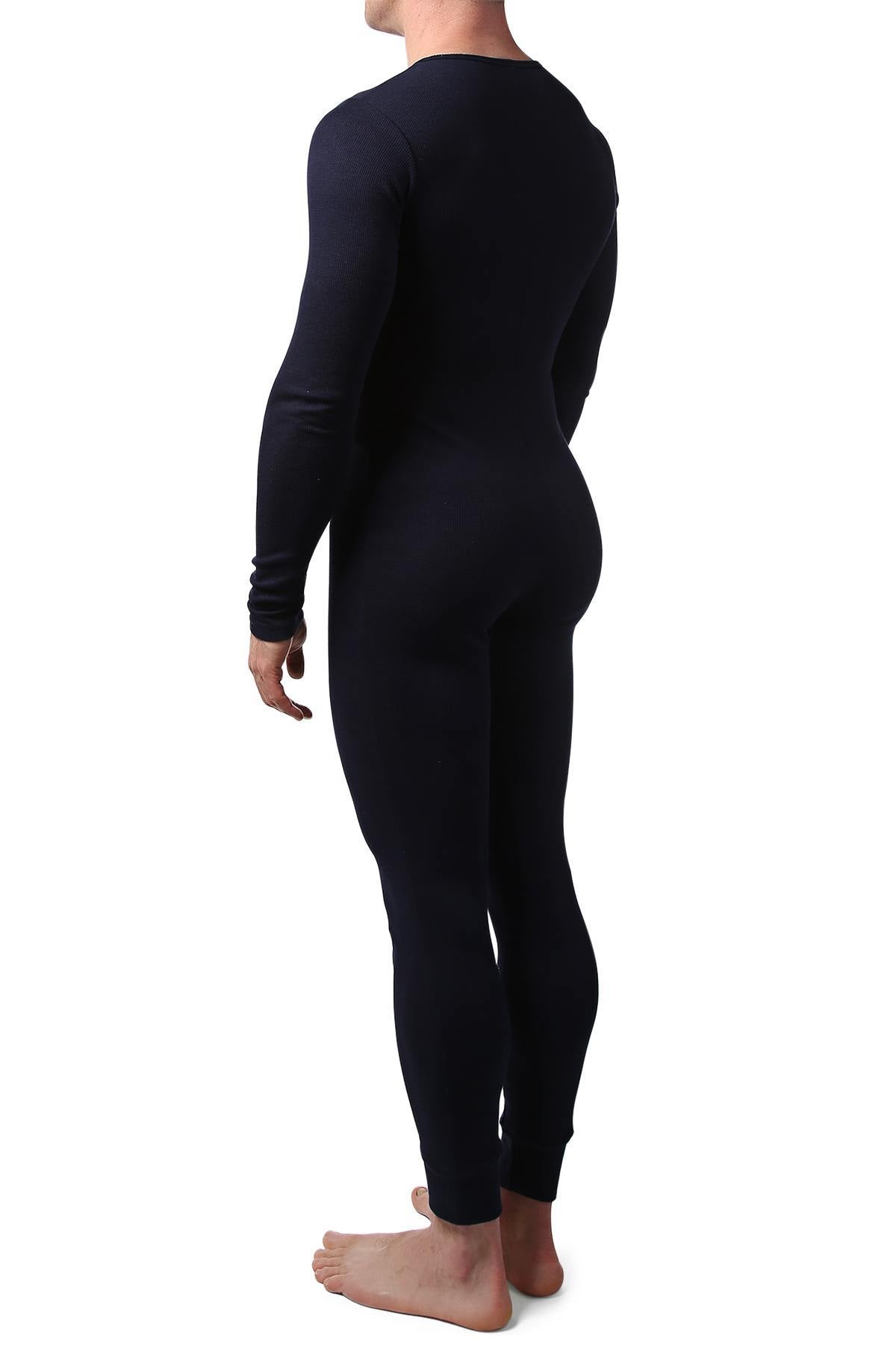 CheapUndies Navy Waffle Knit Thermal Union Suit