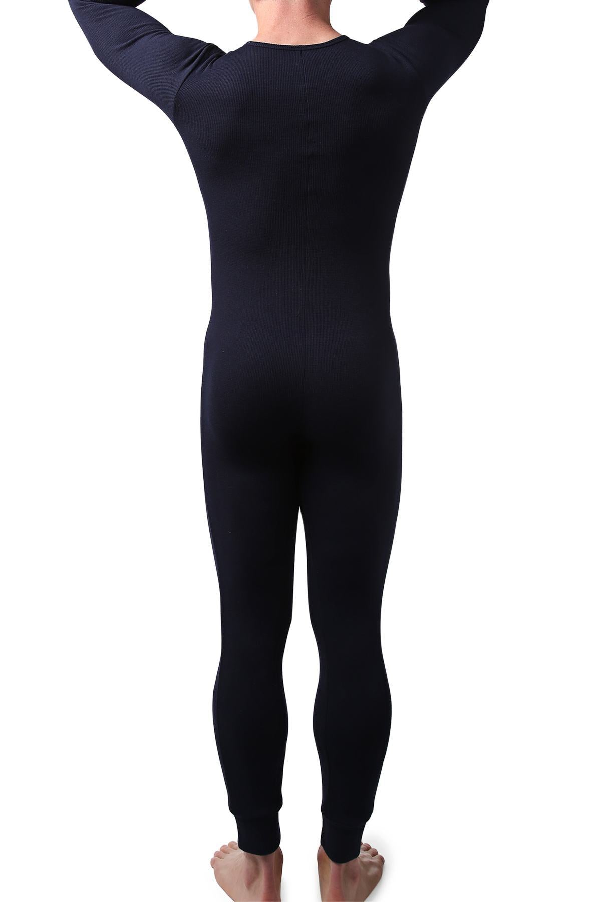 CheapUndies Navy Waffle Knit Thermal Union Suit