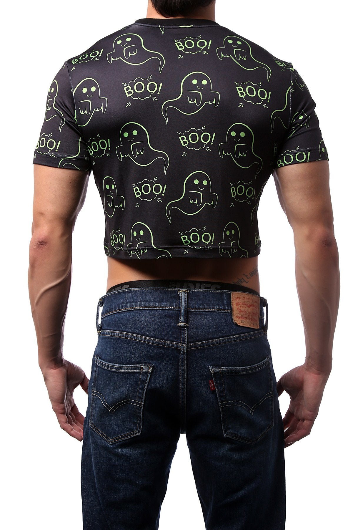 CheapUndies Neon Green Ghost Boo Crop Top