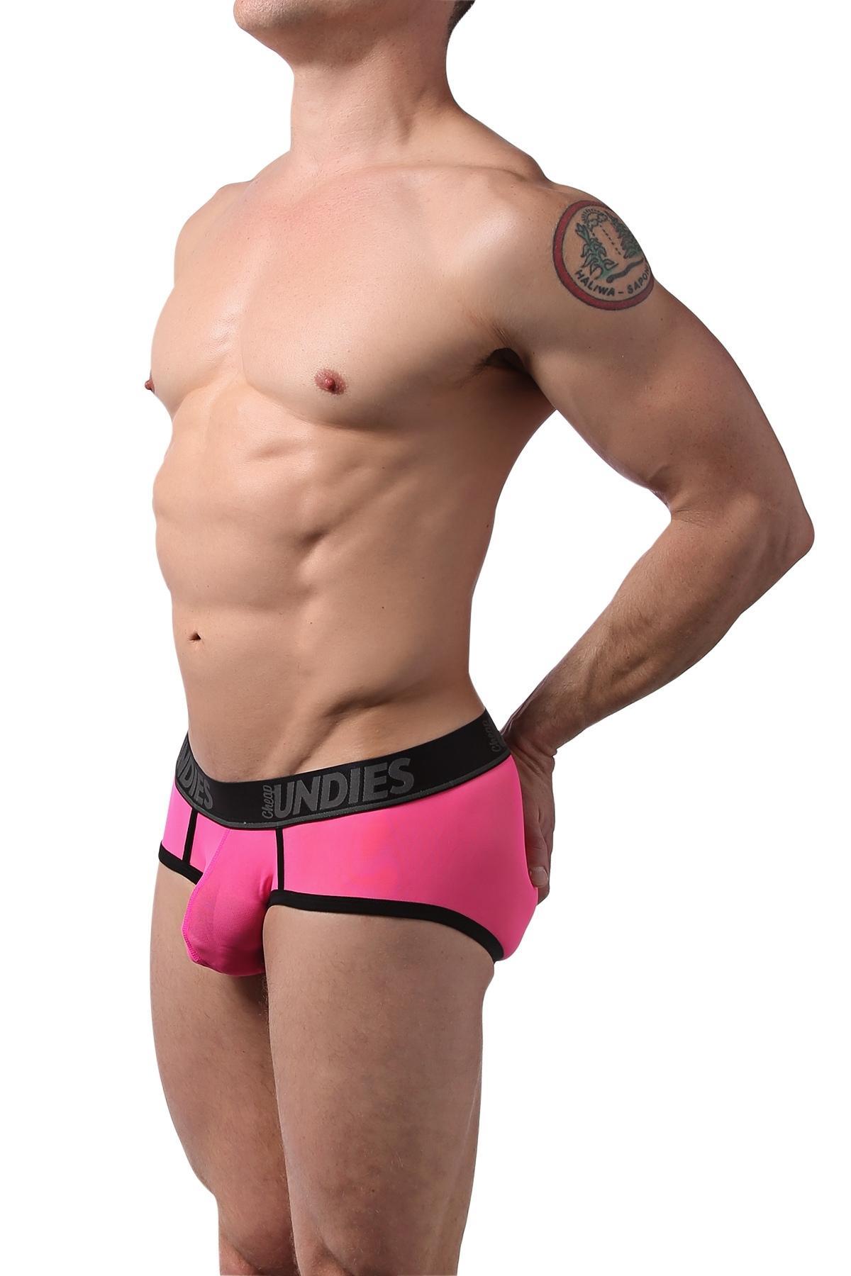 CheapUndies Neon Pink Mesh Brief