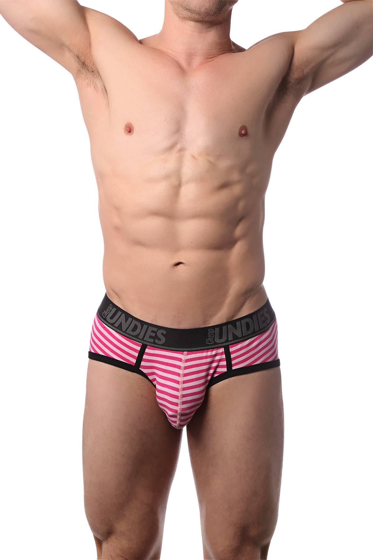 CheapUndies Pink Cotton Stripe Brief