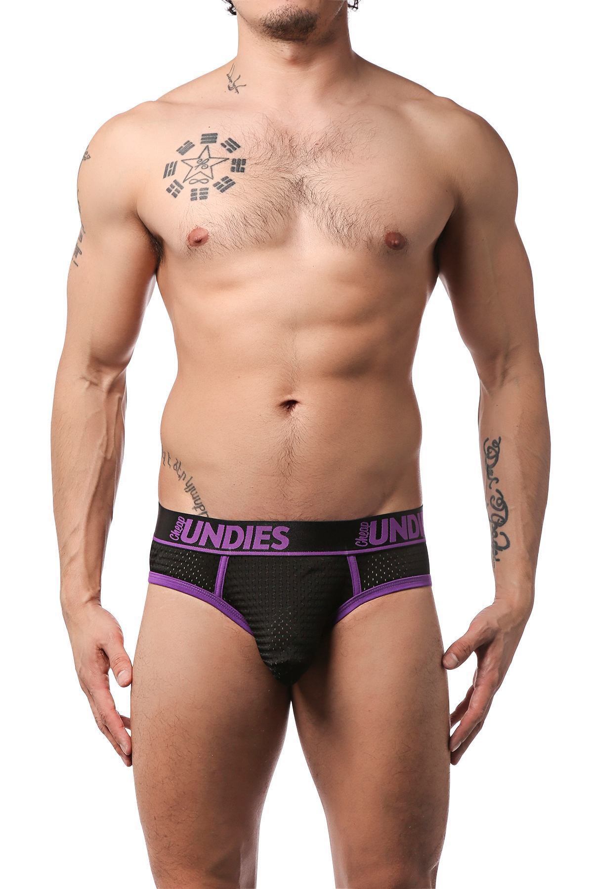 CheapUndies Purple Exposed Sport Mesh Brief