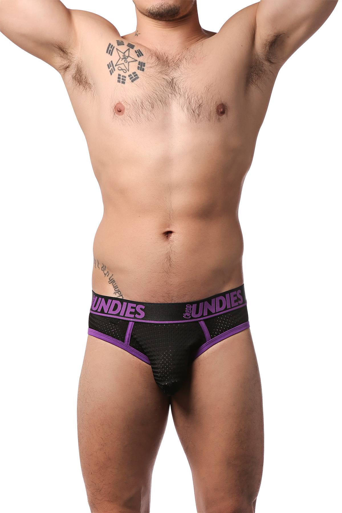 CheapUndies Purple Exposed Sport Mesh Jockbrief