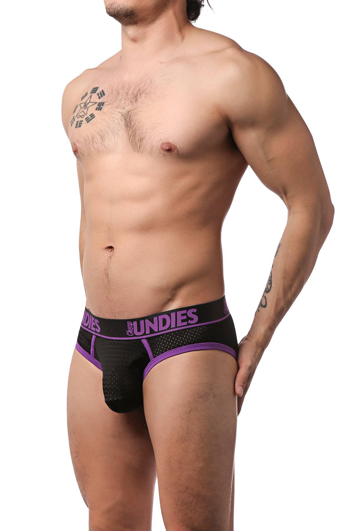 CheapUndies Purple Exposed Sport Mesh Jockbrief