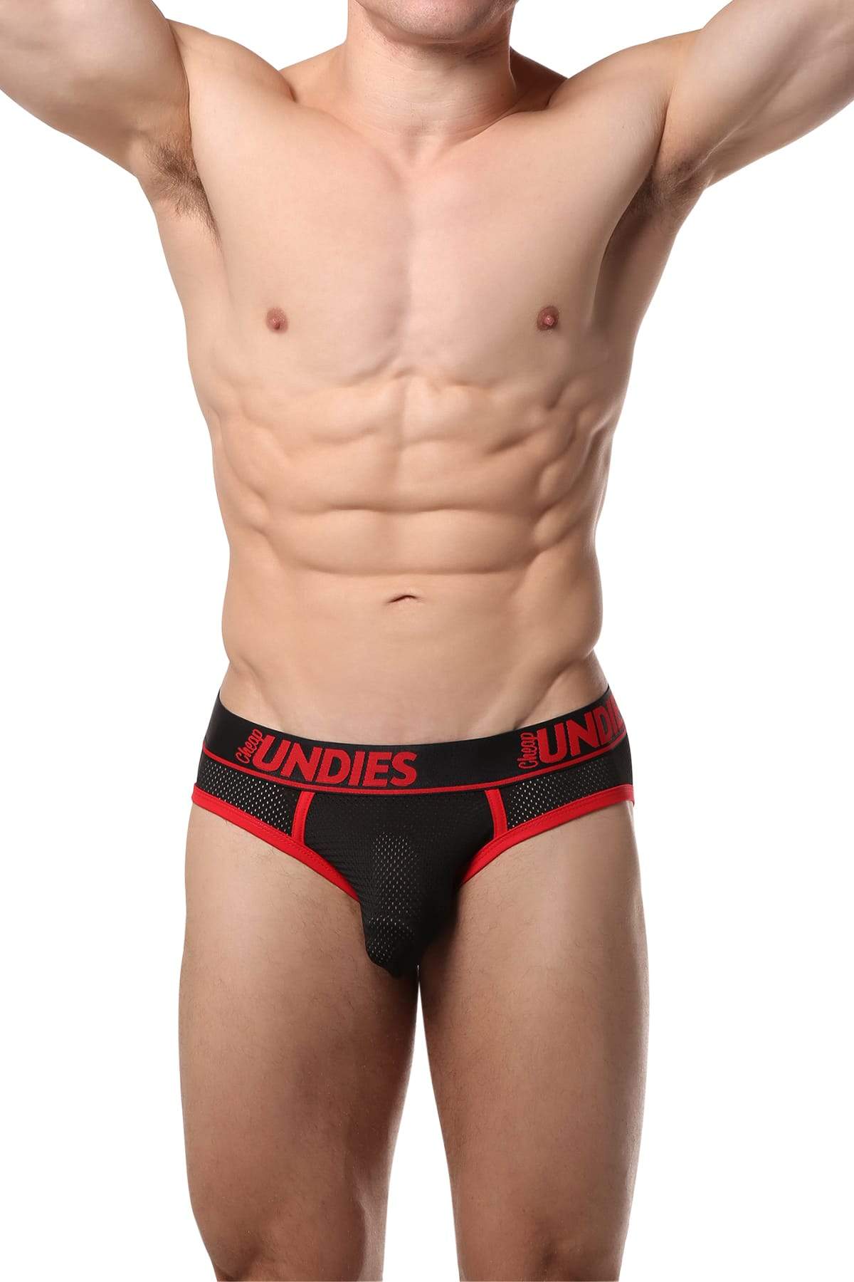 CheapUndies Red Exposed Sport Mesh Brief