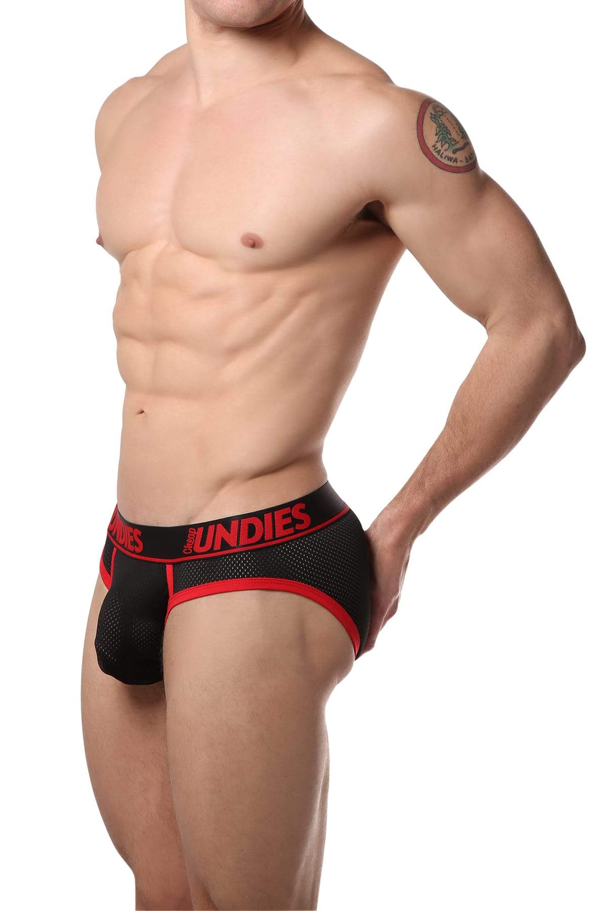 CheapUndies Red Exposed Sport Mesh Brief