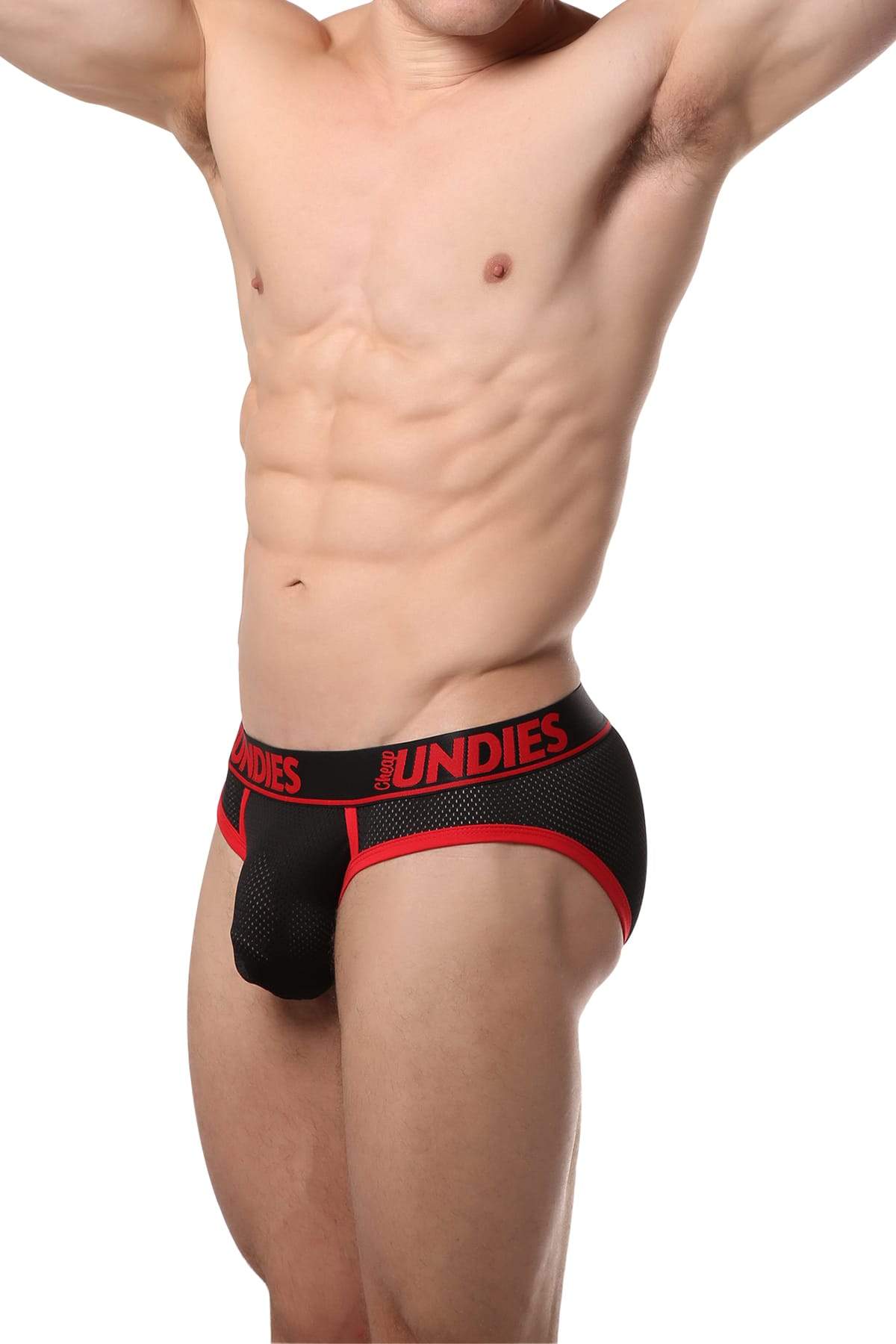 CheapUndies Red Exposed Sport Mesh Brief