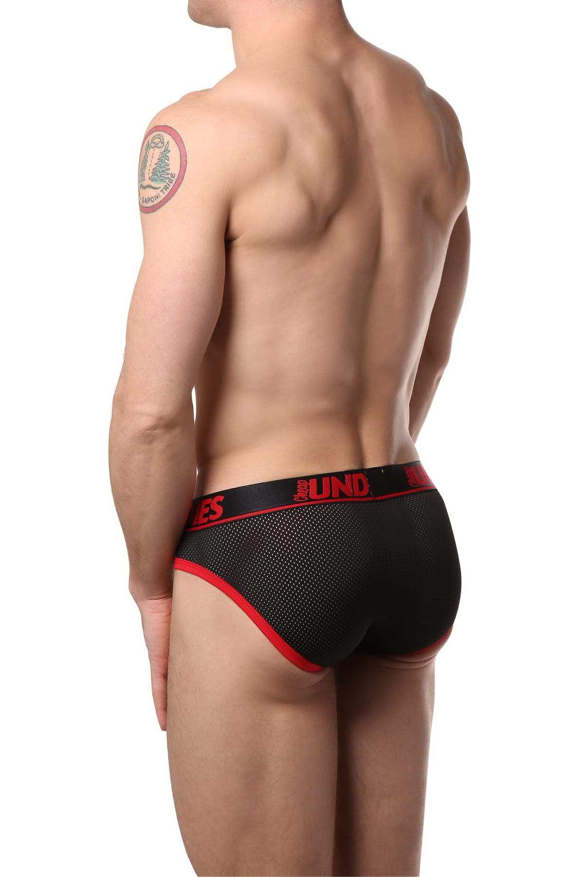 CheapUndies Red Exposed Sport Mesh Brief