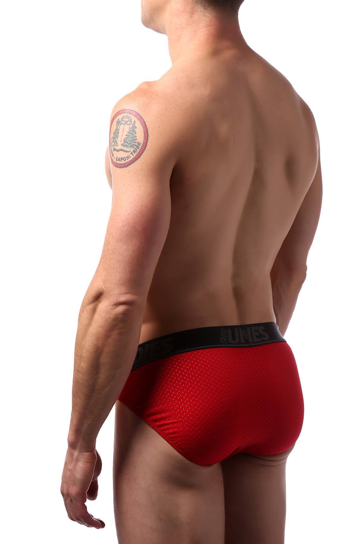 CheapUndies Red Mesh Sports Brief