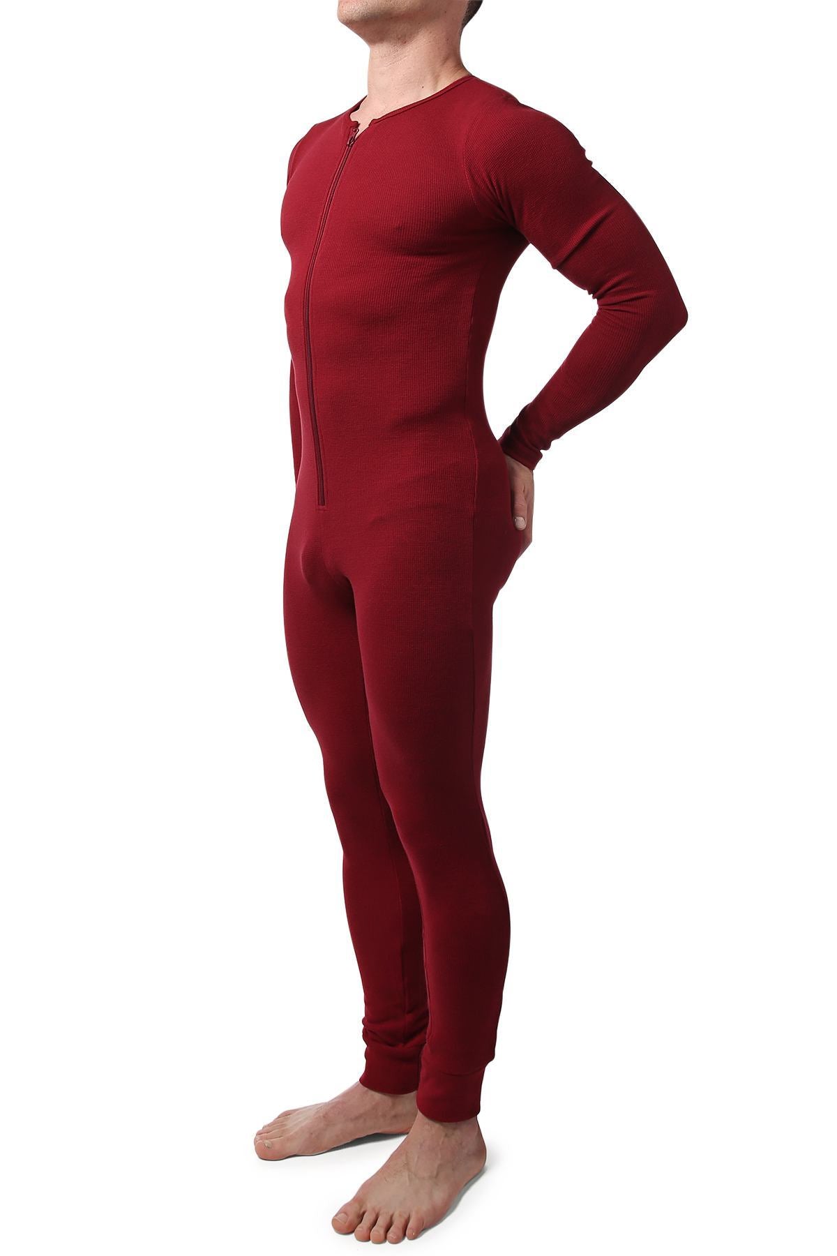 CheapUndies Red Waffle Knit Thermal Union Suit