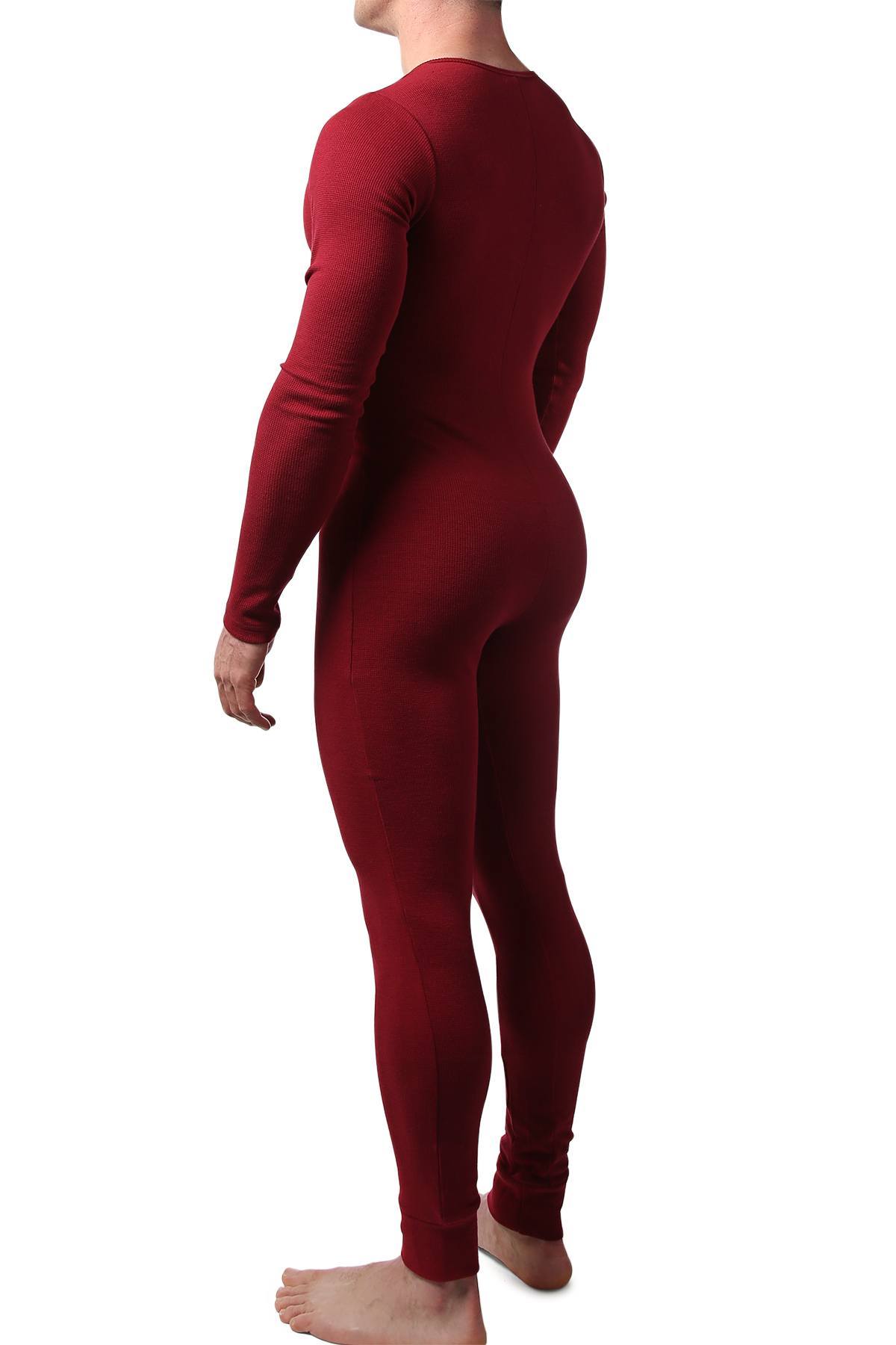 CheapUndies Red Waffle Knit Thermal Union Suit