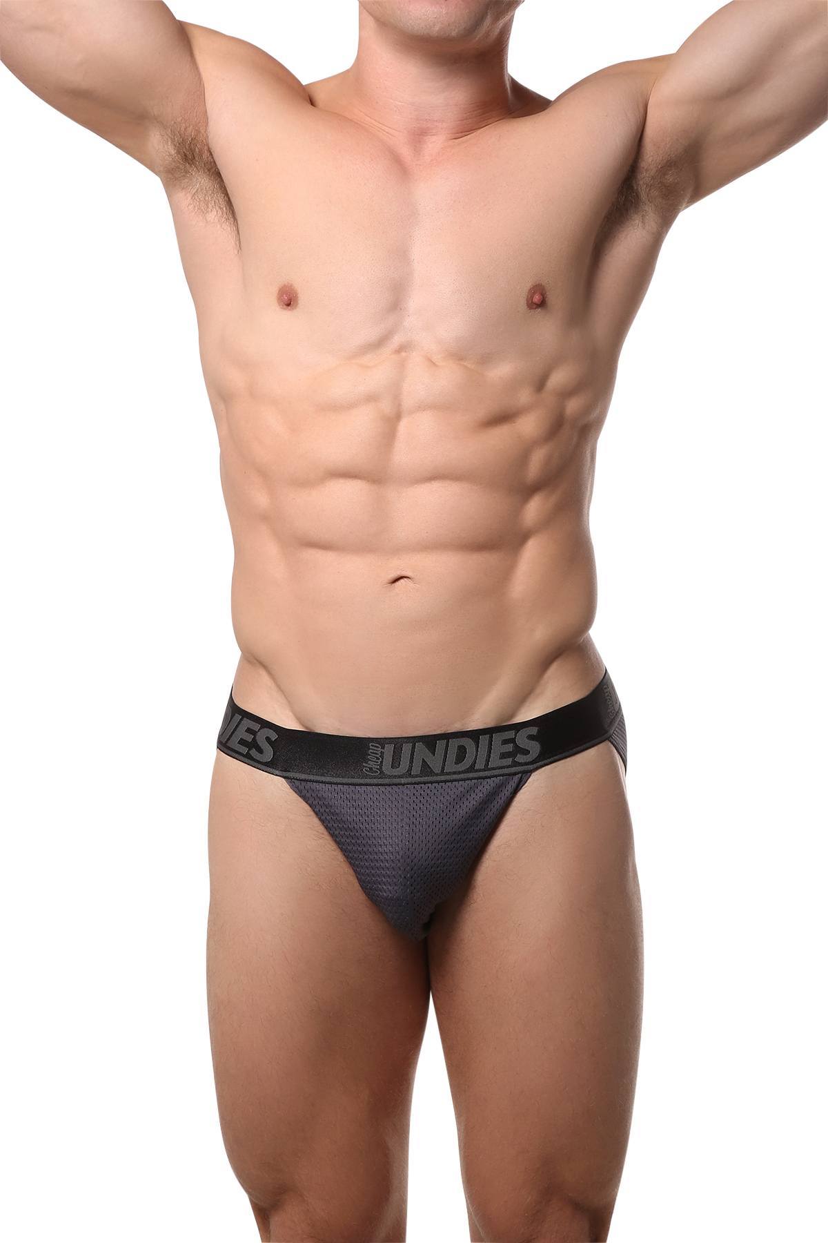 CheapUndies Steel-Grey Mesh Bikini Brief