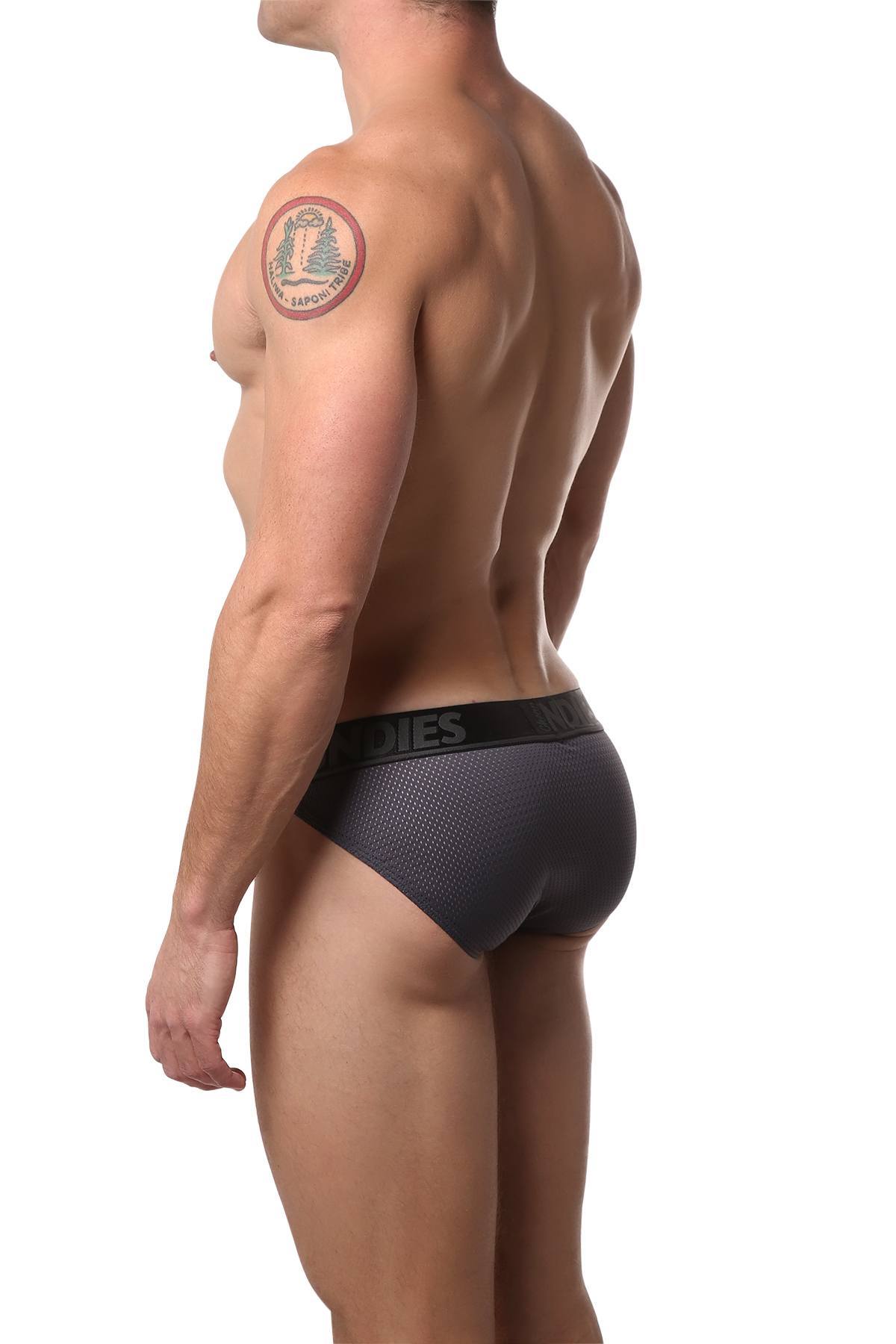 CheapUndies Steel-Grey Mesh Bikini Brief