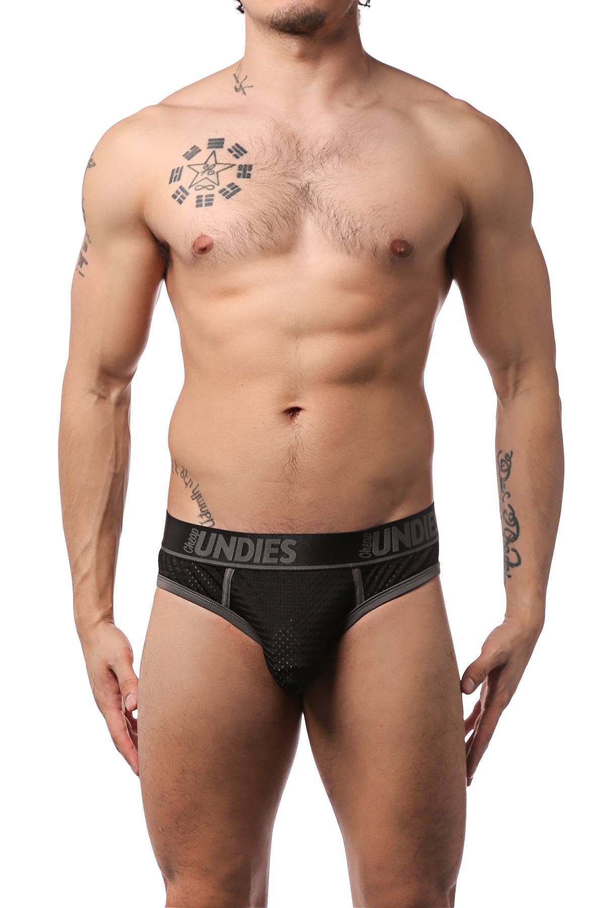 CheapUndies Stone Exposed Sport Mesh Brief