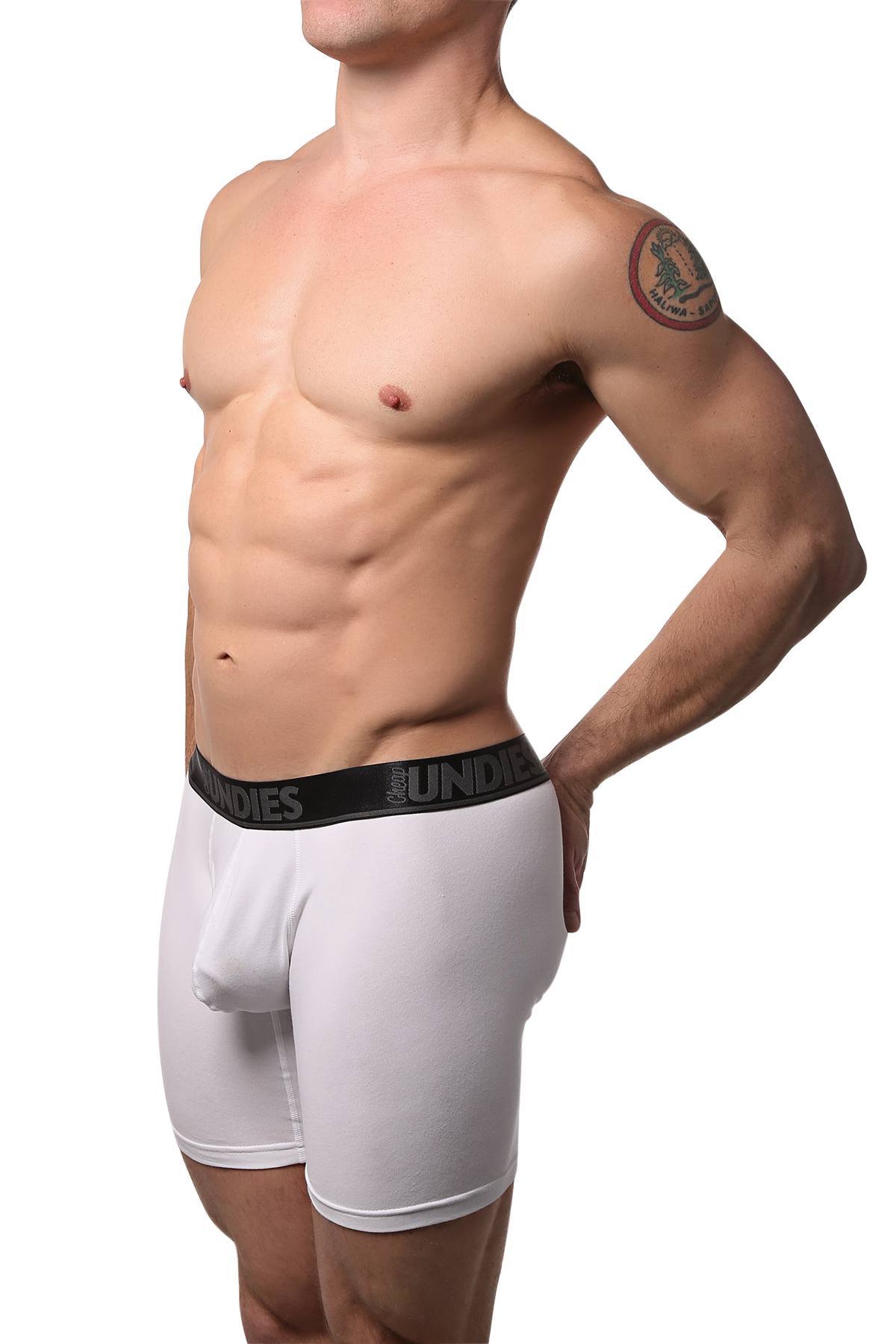 CheapUndies White Contoured Pouch Long Boxer Brief