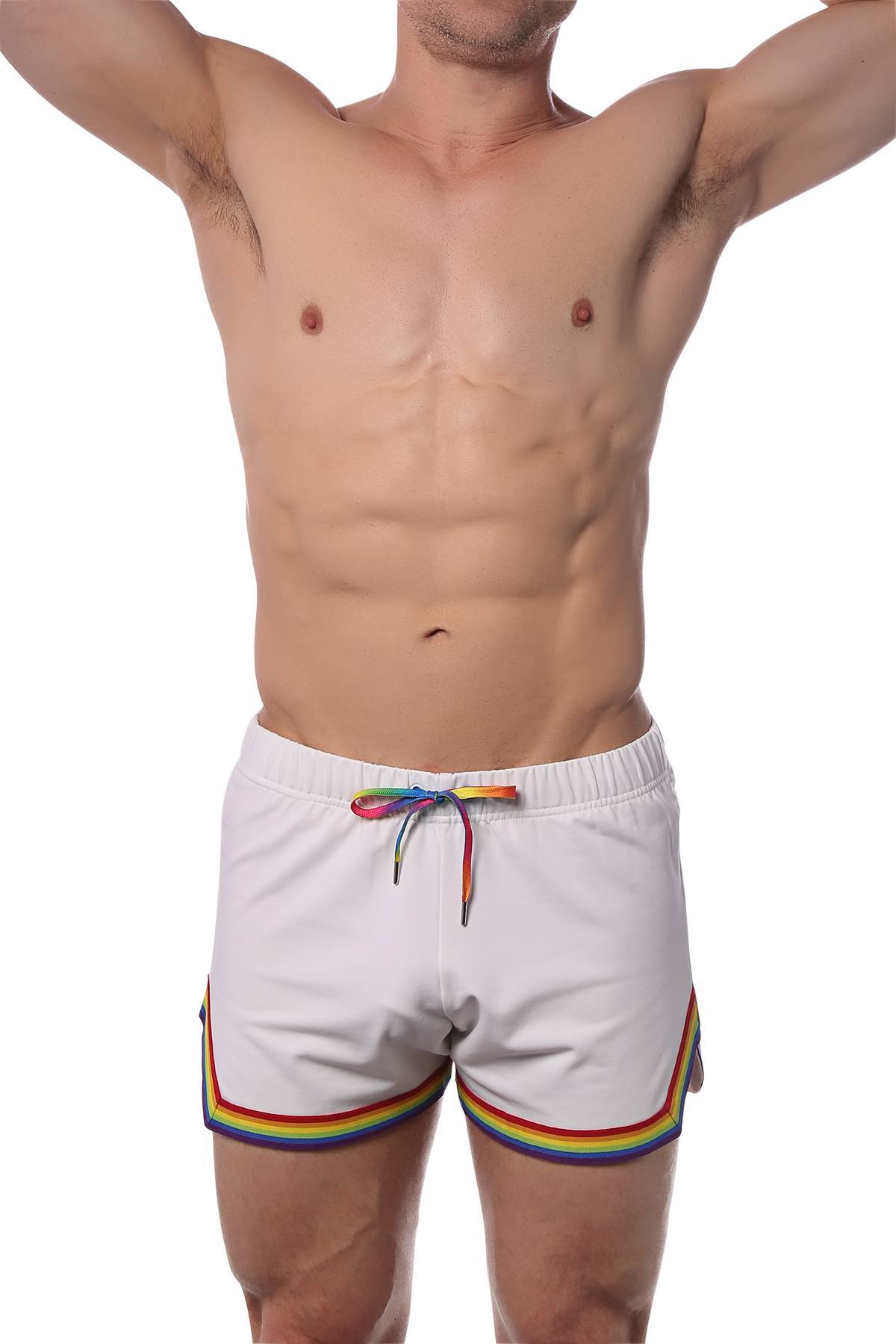 CheapUndies White Retro Rainbow Shorts