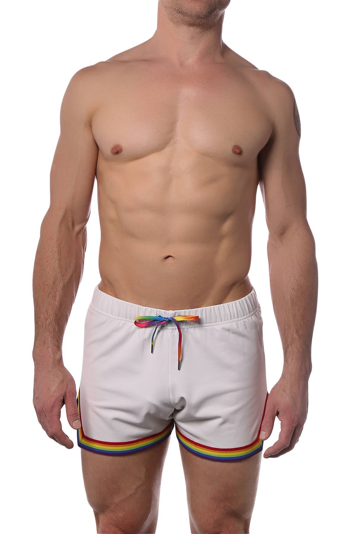 CheapUndies White Retro Rainbow Shorts